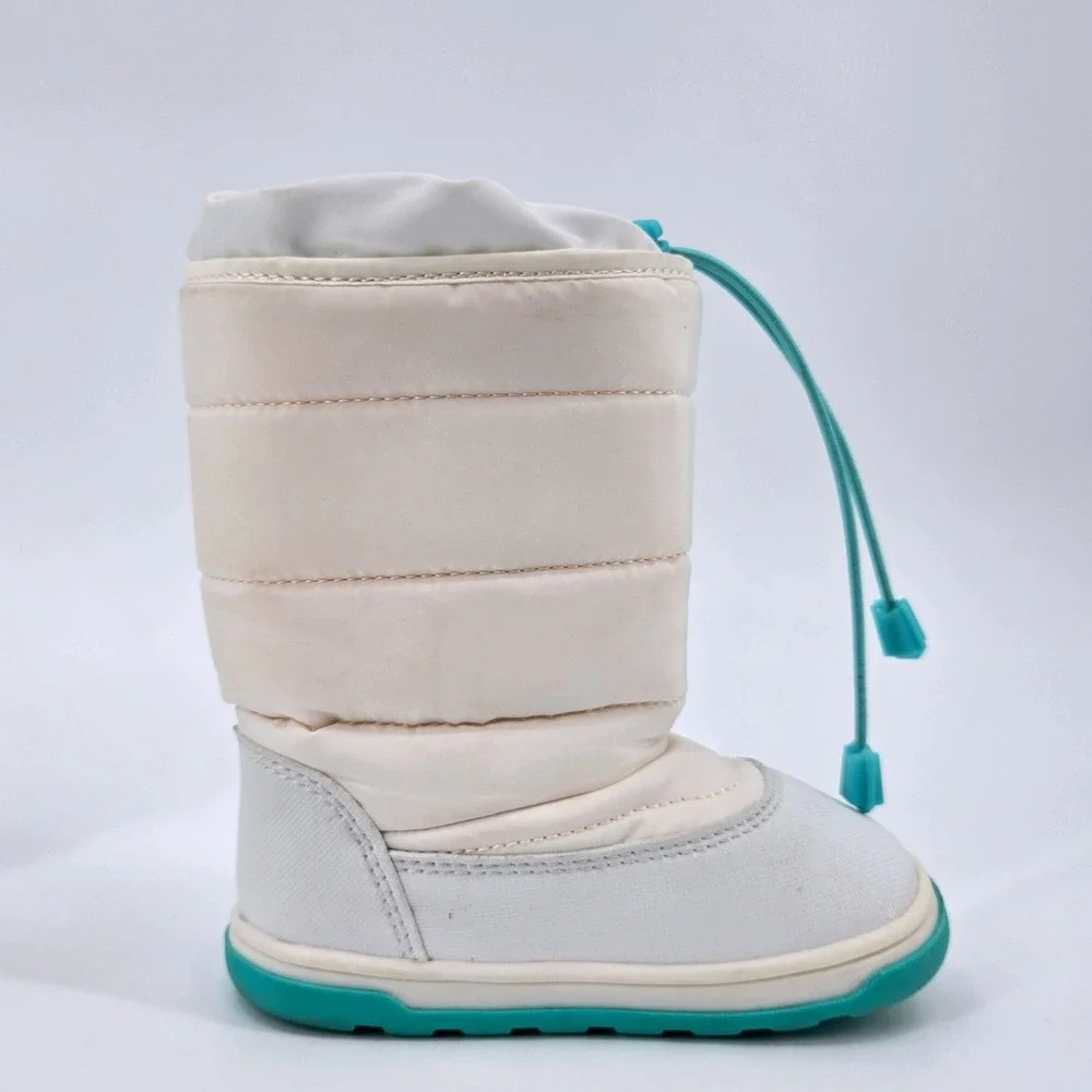 Ten Little Kids Puffer Winter Snow Boots White Teal 3M Thinsulate US 7‎ Unisex